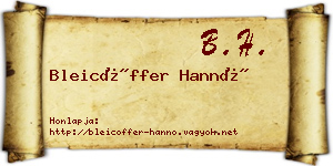 Bleicöffer Hannó névjegykártya
